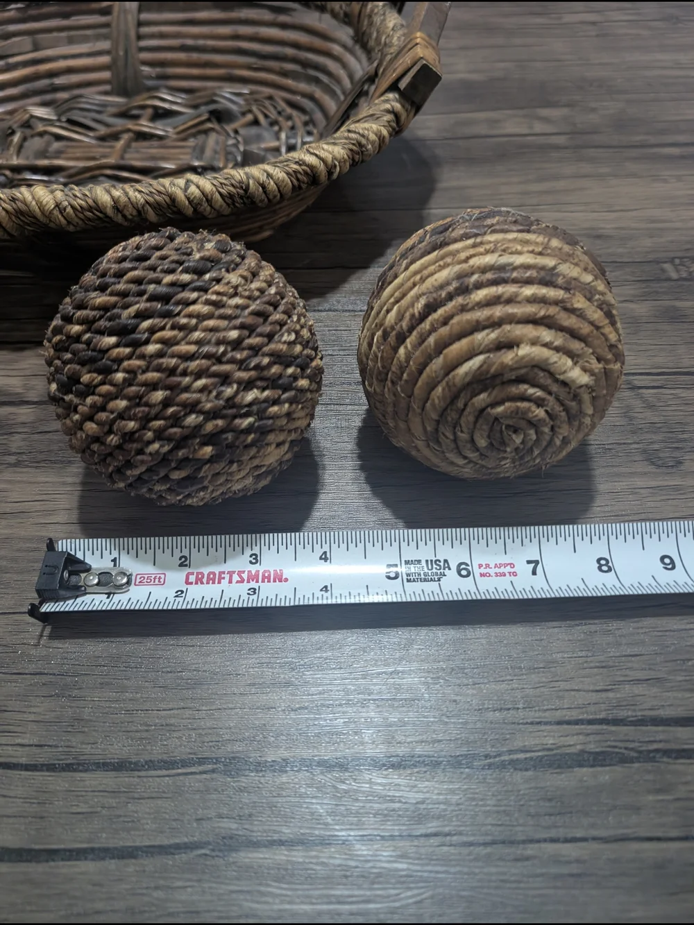 woven wicker and rattan oval decorative basket With Ball Filler